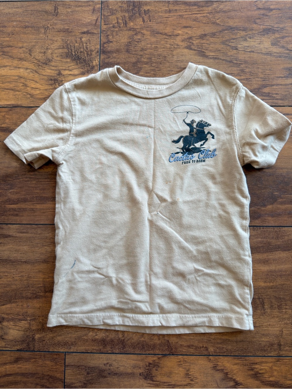 Kids Beige Graphic Tee with Rodeo Horse Print
